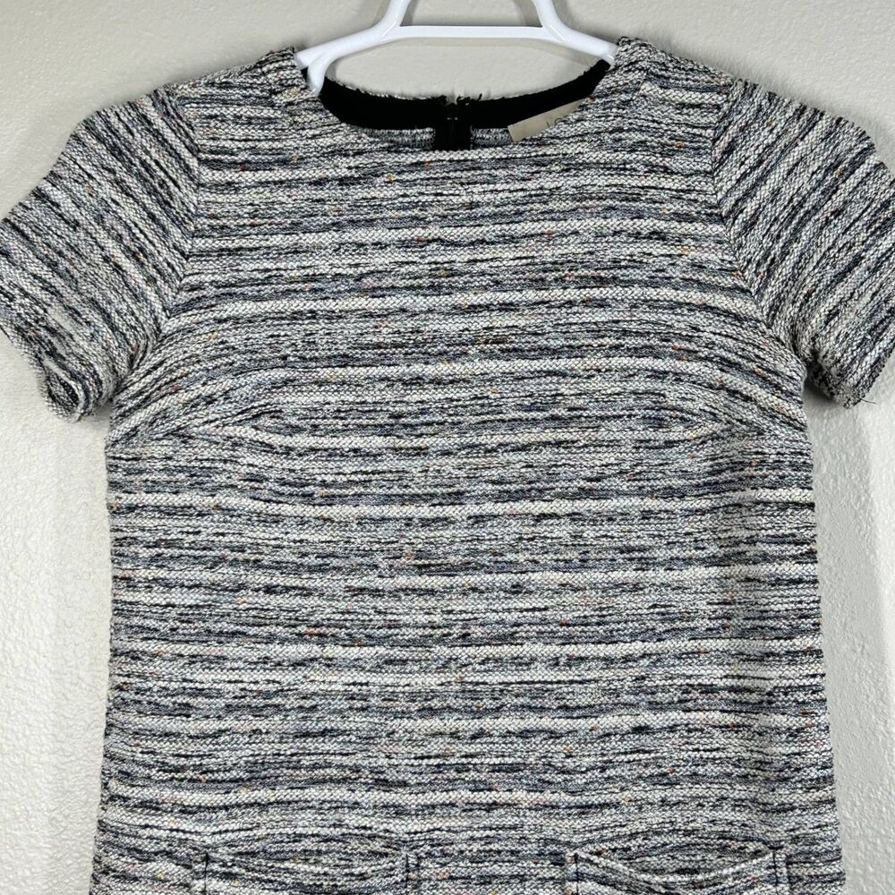 LOFT Dress Womens SP Petite Small Short‎ Sleeve Knit Sheath Shift Gray Tweed